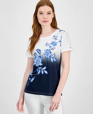 Tommy Hilfiger Women's Placed Floral Ombre T-Shirt