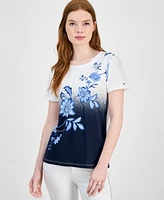 Tommy Hilfiger Women's Placed Floral Ombre T-Shirt