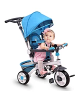 Costway Toddler Tricycle Stroller 6-in-1 Push Trike with Removable 5-Position Canopy
