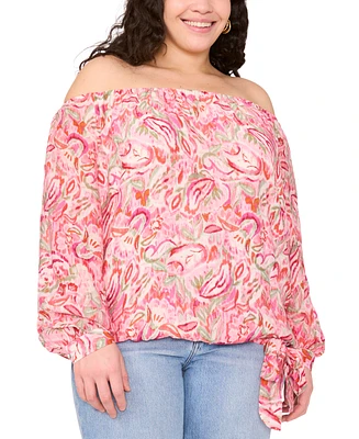 Vince Camuto Plus Printed Off-The-Shoulder Top