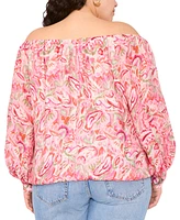 Vince Camuto Plus Printed Off-The-Shoulder Top