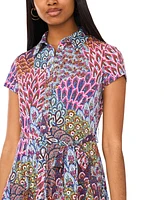Msk Petite Button-Front Tie-Waist Jersey Shirtdress
