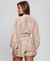 Guess Women's Michela Embroidered Cotton Blouson-Sleeve Romper