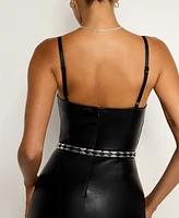 Good American Women's Skinny Faux-Leather Western Belt