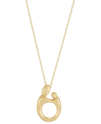 Polished Mother & Child Pendant 18" Necklace in 10k Gold