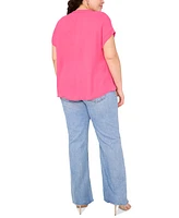 Vince Camuto Plus Lace-Up Short-Sleeve Top