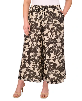 Vince Camuto Plus Floral-Print Drawstring Pants