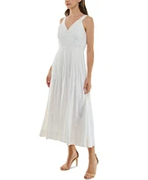 Taylor Women's V-Neck Lace-Trim Pleated A-Line Dress