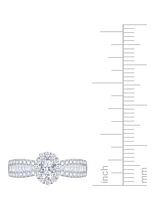 Diamond Oval Halo Three Row Engagement Ring (1 ct. t.w.) 14k Yellow or White Gold