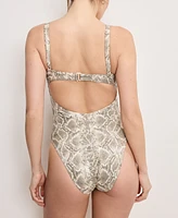 Good American Women's Snake-Print Underwire One-Piece Swimsuit