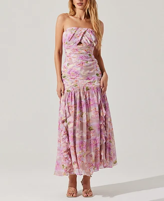 Astr the Label Women's Estefany Floral-Print Strapless Maxi Dress