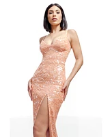 Dress the Population Women's Anastasia V-Neck Sequin