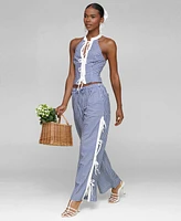 Avec Les Filles Women's Side-Tie Straight-Leg Pants