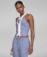 Avec Les Filles Women's Mandarin-Collar Halter Top