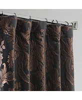 Half Price Drapes Magdelena Black & Copper Damask Faux Silk Jacquard Room Darkening Curtain