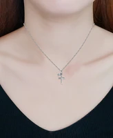 Giani Bernini Polished Cross & Cubic Zirconia Dangle Pendant Necklace, 16" + 2" extender, Exclusively at Macy's