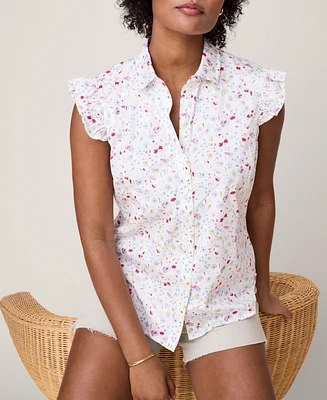 UNTUCKit Women's Cotton Stretch Flutter Sleeve Anne Shirt
