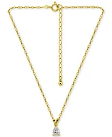 Giani Bernini Cubic Zirconia Pear Solitaire Pendant Necklace, 16" + 2" extender, Exclusively at Macy's