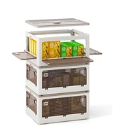 Stackable Storage Bins with 5-Way Opening Lids – 3-Pack Organizer Boxes for Pantry, Bedroom, or Utility Room