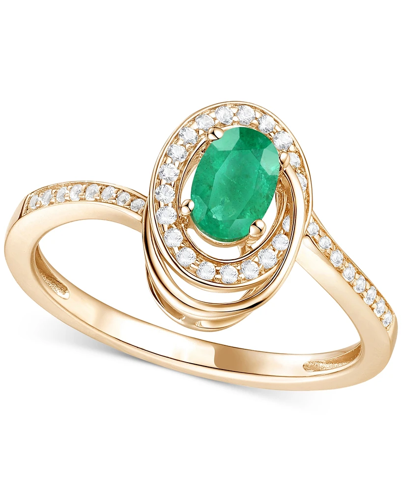 Emerald (3/8 ct. t.w.) & Diamond (1/6 Oval Swirl Ring 14k Gold (Also Ruby Sapphire)