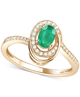 Emerald (3/8 ct. t.w.) & Diamond (1/6 Oval Swirl Ring 14k Gold (Also Ruby Sapphire)