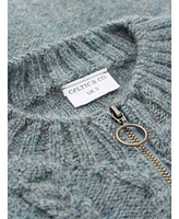 Celtic & Co. Women's Wool Zip Cardigan with Cable Knit