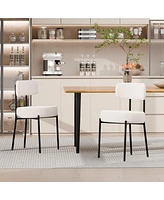 Dyhome Dining Chairs Set of 2, Kitchen Room Chairs, Mid Century Modern Upholstered Boucle