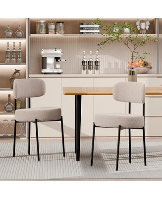 Dyhome Dining Chairs Set of 2, Kitchen Room Chairs, Mid Century Modern Upholstered Boucle