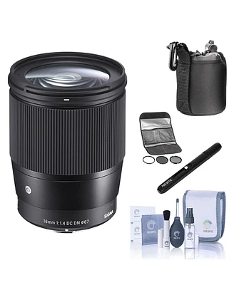 Sigma 16mm f/1.4 Dc Dn Contemporary Lens for Canon Ef-m, Bundle with Hoya 67mm Digital Filter Kit Ii, Lens Pouch, Lens Cleaner, Cleaning Kit