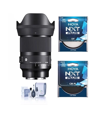 Sigma Af 35mm f/1.4 Dg Dn Art Lens for Sony E, Bundle with Hoya Nxt Plus 67mm Uv+Cpl Filter Kit, Cleaning Kit