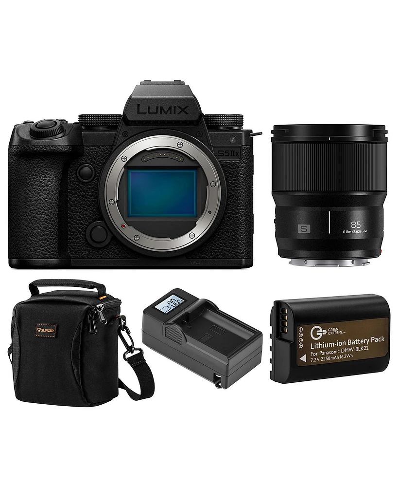 Panasonic Lumix S5IIX Mirrorless Camera with Lumix S 85mm f/1.8 Lens, Bundle with Extra Battery with Charger, Alpine 120 Bag