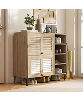 Shoe Storage Cabinet with Flip-Up Doors – Clear Panels and Adjustable Tiers for Versatile Organization