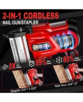 Silvel 18 Gauge Cordless Brad Nailer, 2 1 Nail Gun/Electric Stapler, 21V Battery Powered Gun, Fast Charging for Woodworking,Home Im