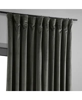 Half Price Drapes Gunmetal Grey Signature Extra Wide Velvet Blackout Curtain