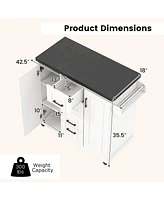 Rolling Kitchen Island Cart on Wheels with Storage Cabinets
