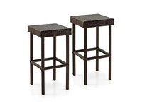 2 Piece Wicker Bar Stool Chairs for Patio Deck or Garden Seating