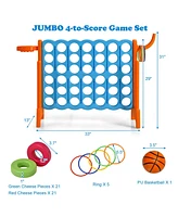Gymax 2.5Ft 4-to-Score Giant Game Set Basketball Hoop Ring Game Indoor & Outdoor