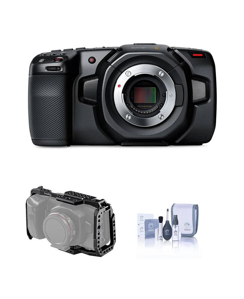 Blackmagic Design Blackmagic Design Pocket Cinema Camera 4K, Bundled With, SmallRig Full Cage for Black Magic Pocket Camera, and Care and Cleaning Kit