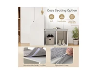 Shoe Bench with 6 Storage Compartments – Removable Seat Pad for Comfort and Entryway Organization
