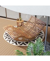 Slatted Acacia Wood 2-Seat Patio Rocker Sunbed with Ergonomic Curved Seat