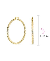 Bling Jewelry Set of 2 Rope Cable Wide Large Hoop Earrings Gold Plated 2 Inch & 2.25 Inch
