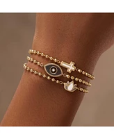 Delicate Karma Lotus Mother of Pearl Bracelet