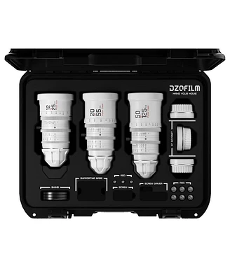 Dzofilm Pictor Zoom 12-25/20-55/50-125mm T2.8 Parfocal Cine 3-Lens Kit for Pl Mount and Canon Ef, White