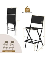 Folding Bar Stools Set of 2 Backrest Humanized Footrest