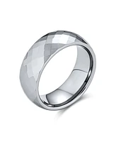 Bling Jewelry Multi Faceted Prism Cut Titanium Band Rings Silver Tone Comfort Fit 8MM