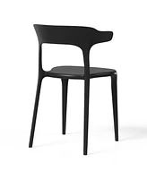 7-Piece Outdoor Metal Rectangle Patio Dining Table Set With Stackable Plastic Chairs For 6