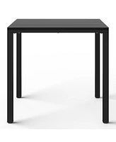 5-Piece Outdoor Metal Frame Dining Table Patio Set with Stackable Chairs