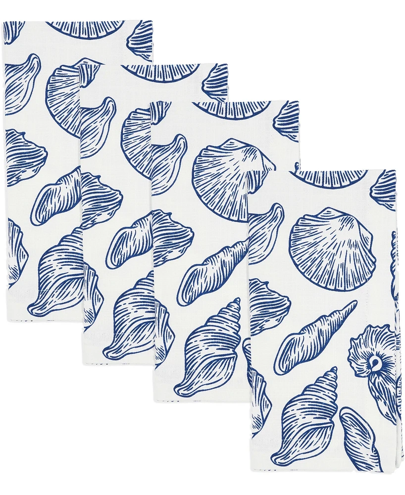 Saro Lifestyle Seaside Sea Shells Cotton Napkins, 20" x 20"
