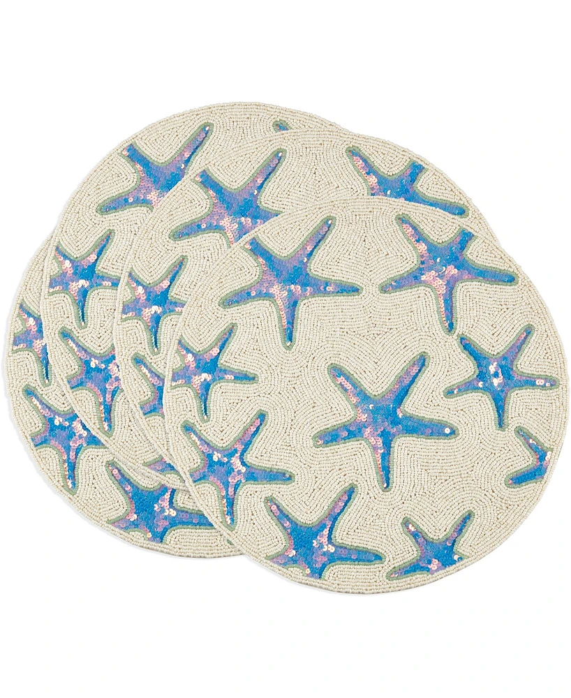 Saro Lifestyle Ocean Glow Starfish Beaded Placemats, 15" Round