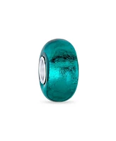 Bling Jewelry Set of 2 Translucent Solid Teal Blue Green Glass Charm Bead Sterling Silver Core